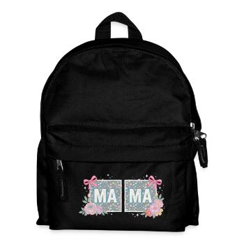 MAMA Blumenquadrate und rosa Schleifen | Retro - Kinder Rucksack - Schwarz - Vorne