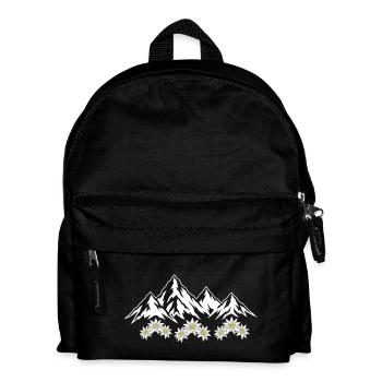 Alpen Berge mit Edelweiss Blumen Natur Landschaft - Kinder Rucksack - Schwarz - Vorne