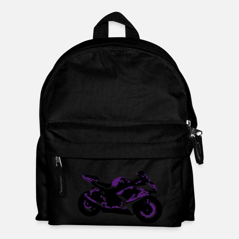 Motorrad - Rennmaschine - Racing - Kinder Rucksack - Schwarz