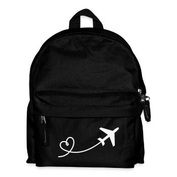 Flieger mit Herz Urlaub Reisen Fliegen Flugzeug - Kinder Rucksack - Schwarz - Vorne