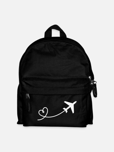 Flieger mit Herz Urlaub Reisen Fliegen Flugzeug - Kinder Rucksack - Schwarz