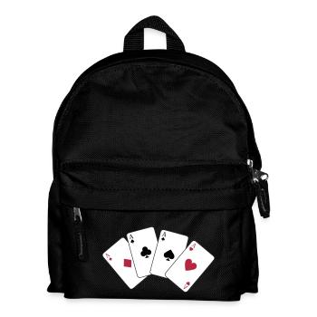 Karten, Poker, Ass, Spielkarten - Kinder Rucksack - Schwarz - Vorne