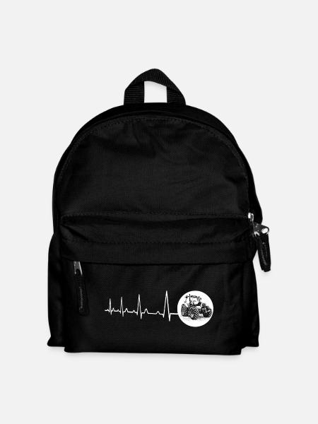 Herzschlag mit Kreis Traktor weiss - Kinder Rucksack - Schwarz