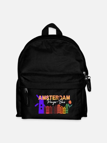 Amsterdam Skyline Tulip Gradient - Kids' Backpack - black