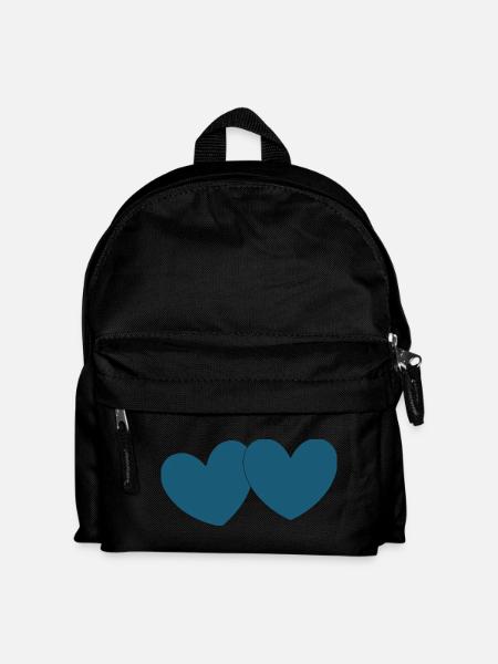 blaues Herz 2 Herzen Valentinstag - Kinder Rucksack - Schwarz