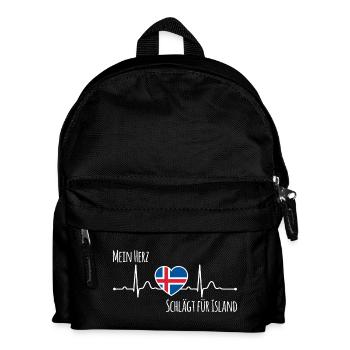 Mein Herz schlägt für Island Skandinavien - Kinder Rucksack - Schwarz - Vorne