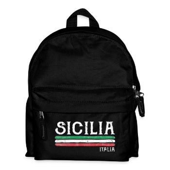 Sicilia Italia Distressed Flagge - Kinder Rucksack - Schwarz - Vorne