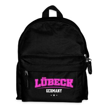 Lübeck Germany Retro Neon Logo Print - Kids' Backpack - black - Front