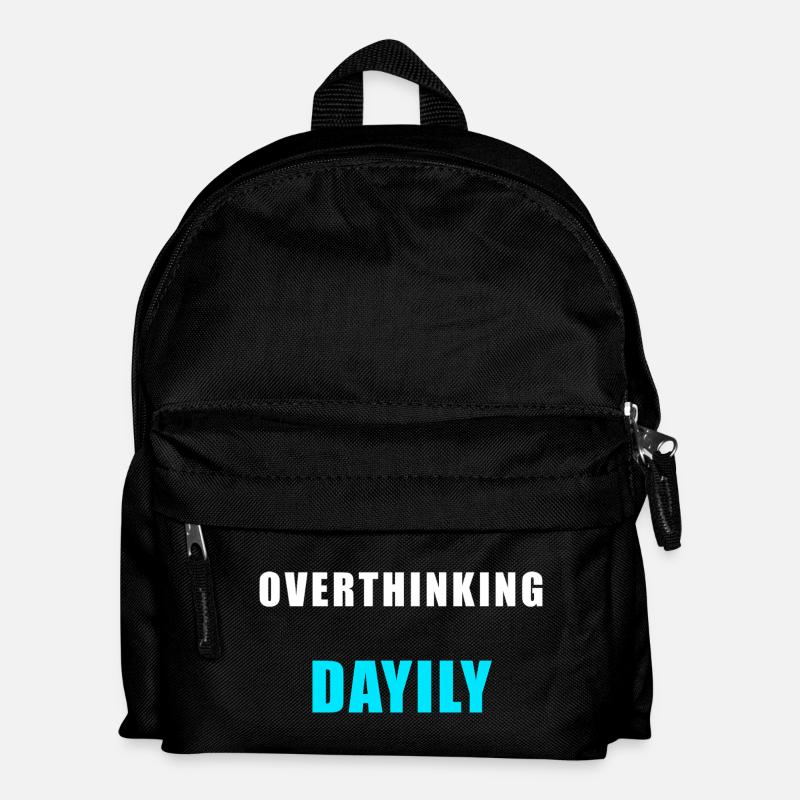 Overthinking Daily – Funny Humor Shirt - Kids' Backpack - black