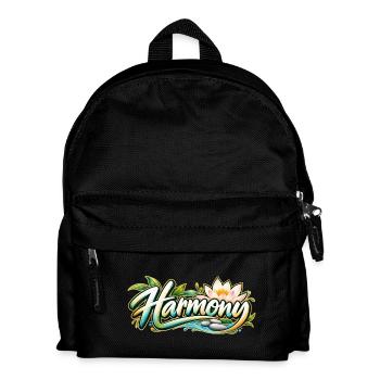 Harmony: Lotusfluss Zen-Muster - Kinder Rucksack - Schwarz - Vorne