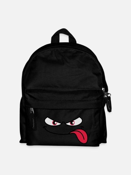 Langue de visage de dessin animé maléfique qui dépasse - Sac à dos Enfant - noir