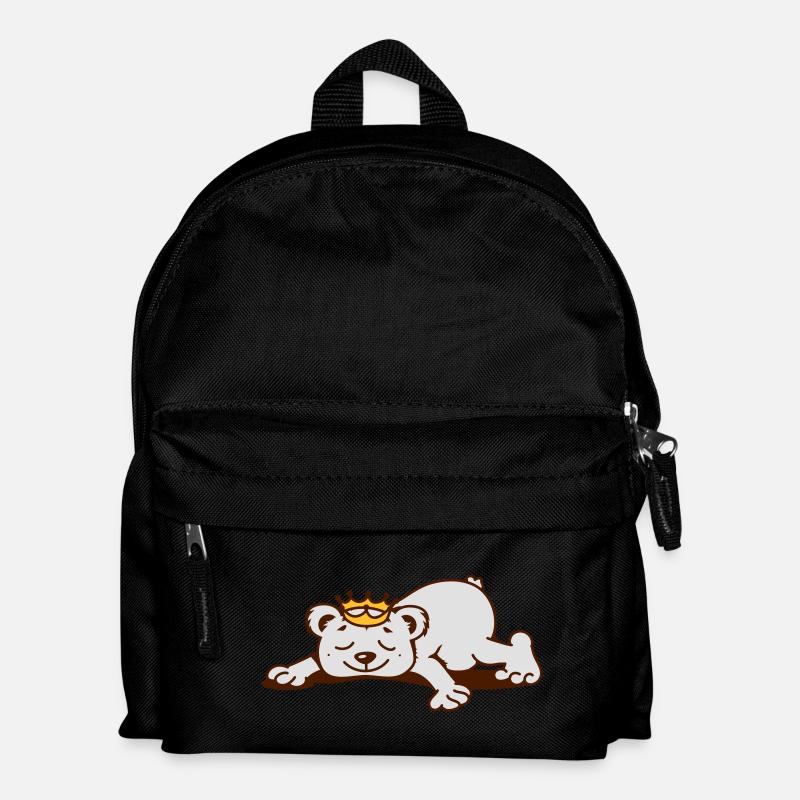 Bär mit Krone schläft - Kinder Rucksack - Schwarz