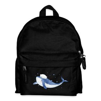 blauer Wal Fisch im Ozean mit Seemannsmütze - Kinder Rucksack - Schwarz - Vorne
