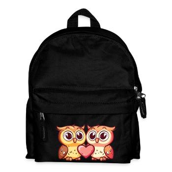 Eule Paar Liebe Valentinstag - Kinder Rucksack - Schwarz - Vorne