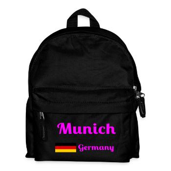 München, Deutschland - Stilvolle Drucke - Kinder Rucksack - Schwarz - Vorne