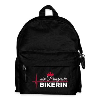 Nix Prinzessin - Bikerin - EKG Puls Geschenk - Kinder Rucksack - Schwarz - Vorne