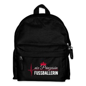 Nix Prinzessin - Fußballerin - EKG Puls Geschenk - Kinder Rucksack - Schwarz - Vorne