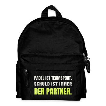 Padel Teamsport – Schuld ist der Partner - Kinder Rucksack - Schwarz - Vorne