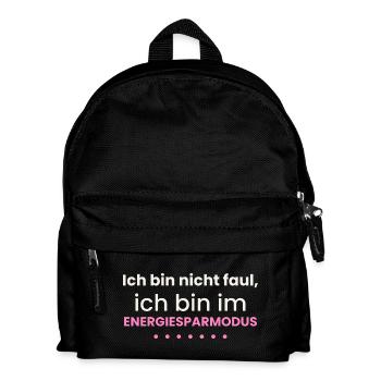 Nicht faul Energiesparmodus Lustiges Shirt Spruch - Kinder Rucksack - Schwarz - Vorne