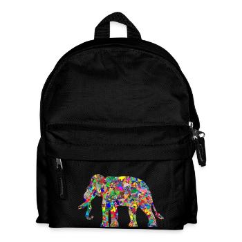 Elefant bunte Farbkleckse Geschenk Geschenkidee - Kinder Rucksack - Schwarz - Vorne