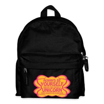 always be yourself unicorn text funny logo - Kinder Rucksack - Schwarz - Vorne