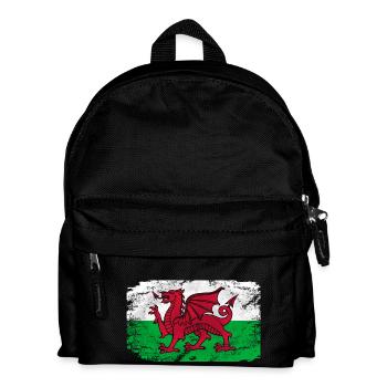Wales Flag - Vintage Look - Kinder Rucksack - Schwarz - Vorne