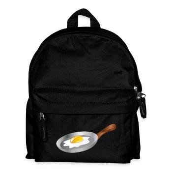 Fried egg in a pan – breakfast with retro charm - Kids' Backpack - black - Front