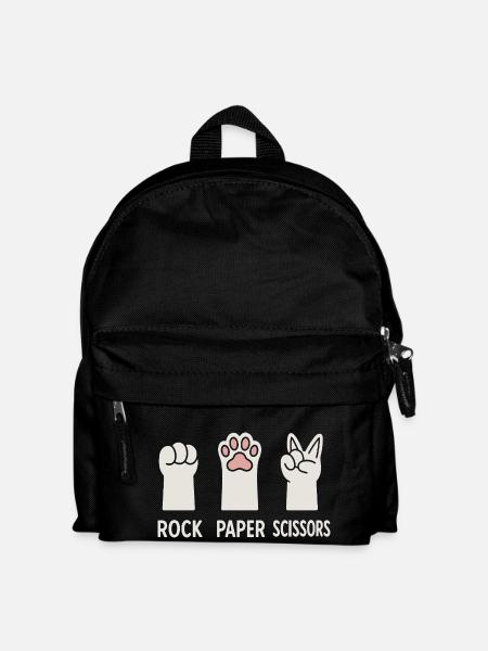 Rock Paper Scissors Cats Paws - Kids' Backpack - black