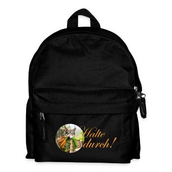 durchhalten kreativ sein Hund mit Karotte im Maul  - Kinder Rucksack - Schwarz - Vorne