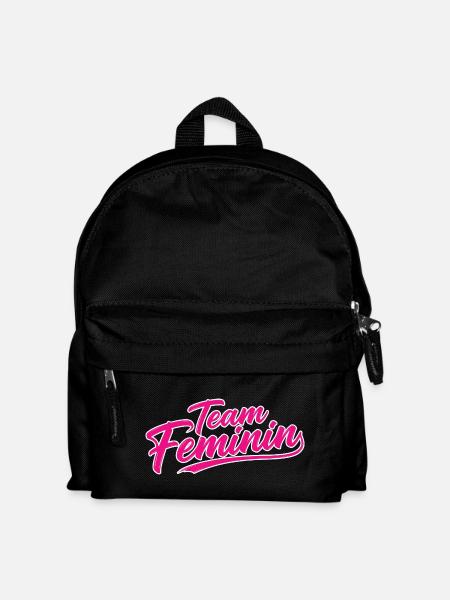 Team Feminin – Pink Girl Power Statement Design - Kinder Rucksack - Schwarz