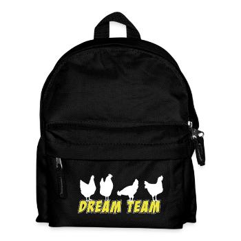 Hühner Fans -  Hahn - Gockel - Küken - Ei - Bio - Kinder Rucksack - Schwarz - Vorne