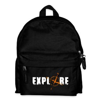 Explore motif with a compass - Kids' Backpack - black - Front