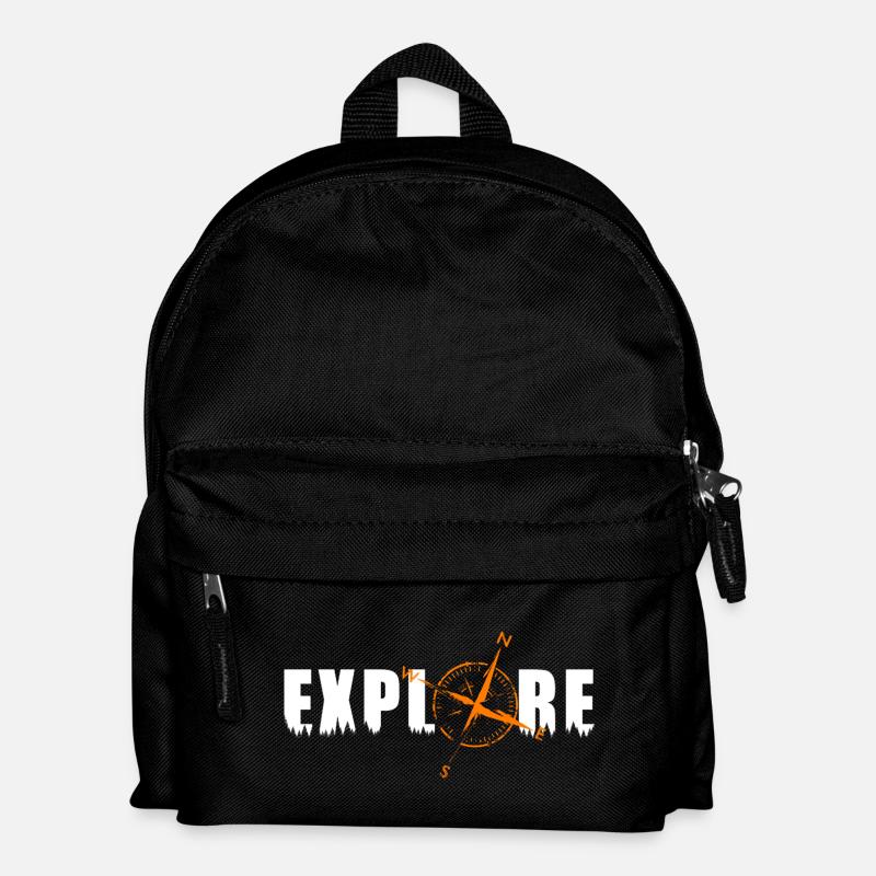 Explorez le motif avec une boussole - Sac à dos Enfant - noir