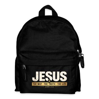 Jesus Bibelvers Der Weg Die Wahrheit Das Leben  - Kinder Rucksack - Schwarz - Vorne