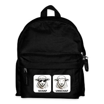 Schaf Unschaf - Wortspiel mit unscharf und Schaf - Kinder Rucksack - Schwarz - Vorne