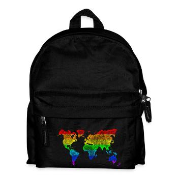 Weltkarte Dots Worldmap World Rainbow - Kinder Rucksack - Schwarz - Vorne