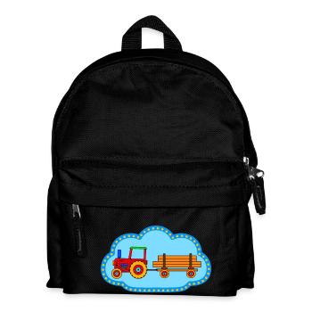 Roter Traktor / Traktor mit Hänger - Kinder Rucksack - Schwarz - Vorne