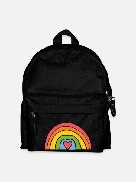 Regenbogen mit Herz - Kinder Rucksack - Schwarz