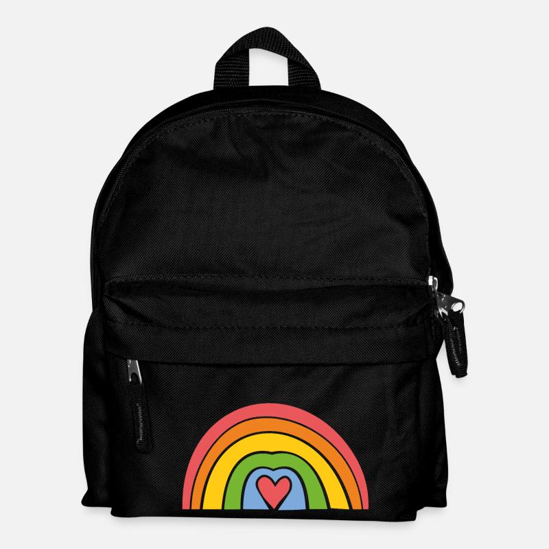 Regenbogen mit Herz - Kinder Rucksack - Schwarz