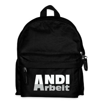 Andi Arbeit - An die Arbeit, Andreas, Andi, Andrea - Kinder Rucksack - Schwarz - Vorne