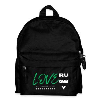 Love rugby green - Kids' Backpack - black - Front