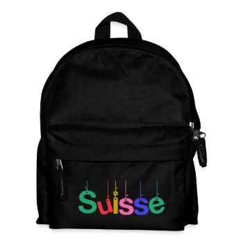 SCHWEIZ. LAND. GENF. HUMOR. FLAGGE - Kinder Rucksack - Schwarz - Vorne