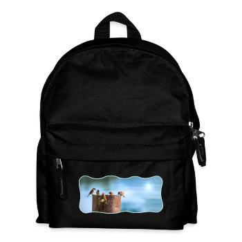 Photo design sparrows meeting curved outlined - Kids' Backpack - black - Front