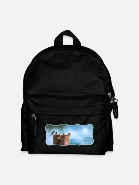 Fotodesign Spatzen-Meeting geschwungen umrandet - Kinder Rucksack - Schwarz