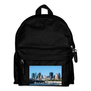 Panoramablick auf die Skyline von Montreal vom Hafen aus - Kinder Rucksack - Schwarz - Vorne