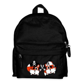 2 Little Cute Pirate Foxes Eye Patch Saber Duel - Kids' Backpack - black - Front
