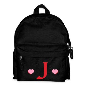 Lettre j cœurs rouges - Sac à dos Enfant - noir - Devant