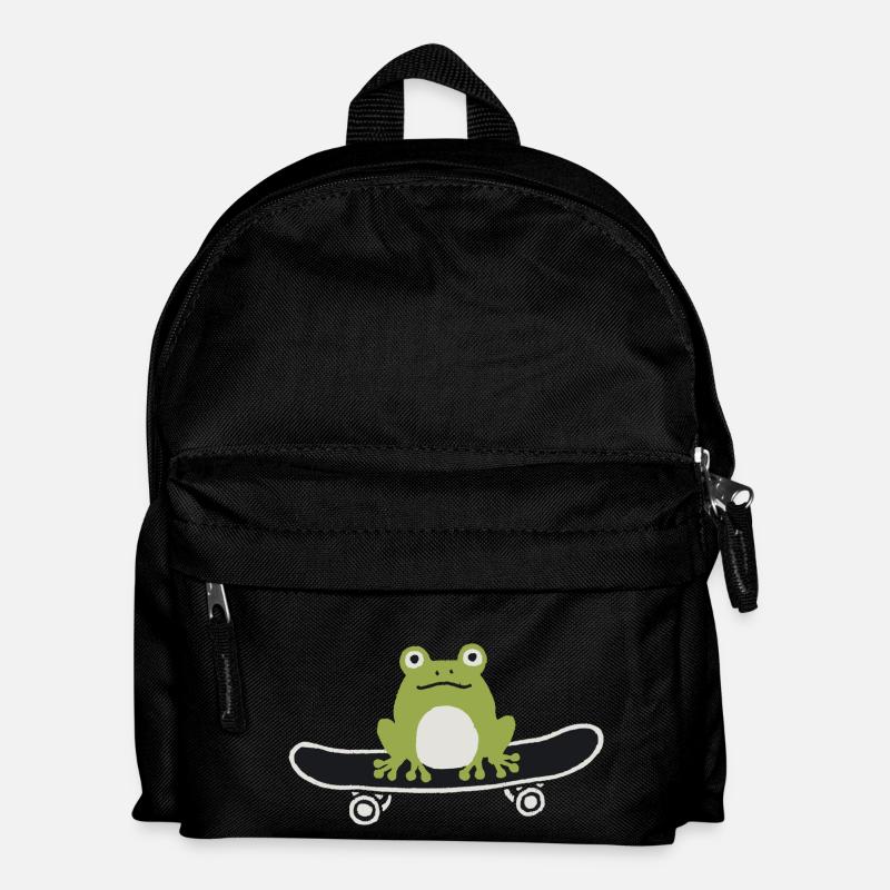 Skateboarding Frog - Kids' Backpack - black