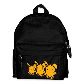3 Hasen Drei Freunde Team Crew Winken Sitzen Süß - Kinder Rucksack - Schwarz - Vorne