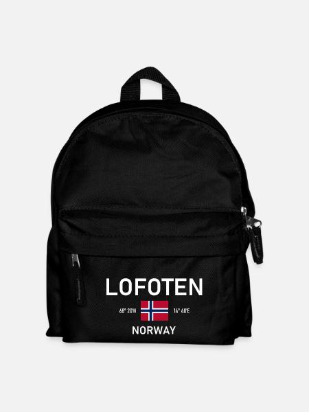 Lofoten - Norwegen - Koordinaten - Flagge - Kinder Rucksack - Schwarz